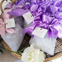 sachets de lavande XL pour baptême ou mariage en coton brodé