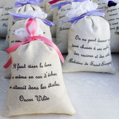 Sachet de lavande avec citations poétiques et philosophiques