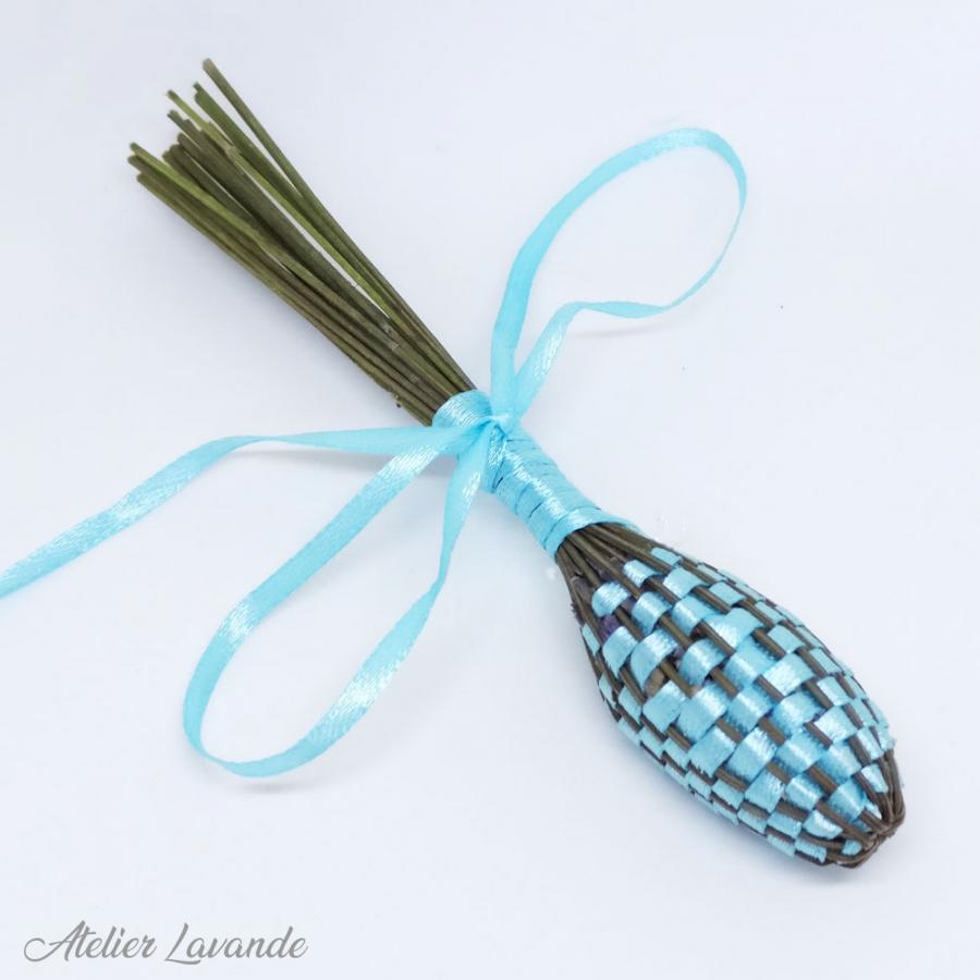 Mini fuseau de lavande, ruban satin Bleu Ciel Mini fuseau de lavande, ruban satin Bleu Ciel