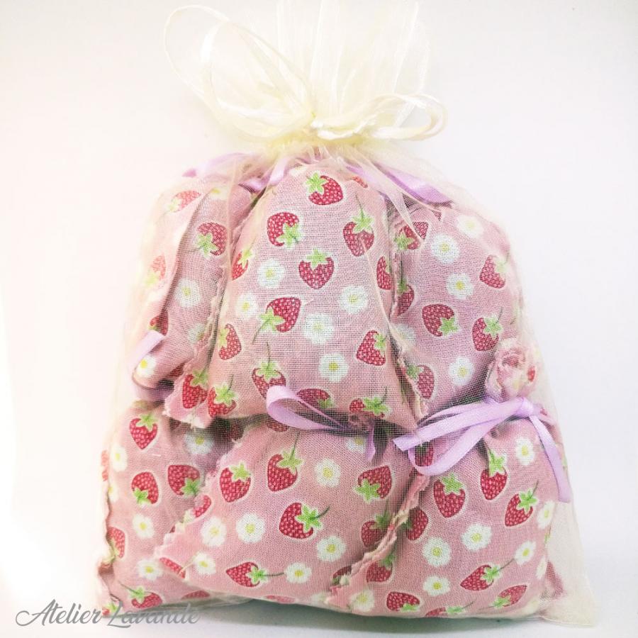 6 Sachets de lavande déco motif floral référence Strawberry 6 Sachets de lavande déco motif floral référence Strawberry