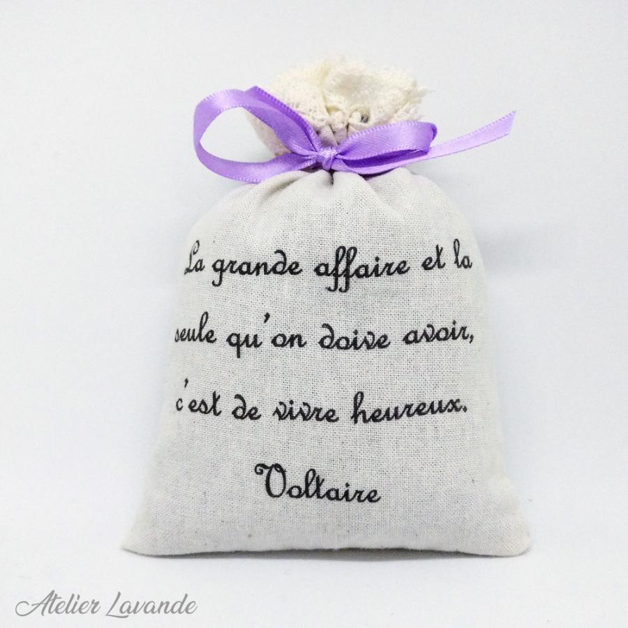 Sachet de lavande avec citation de Voltaire Sachet de lavande avec citation de Voltaire